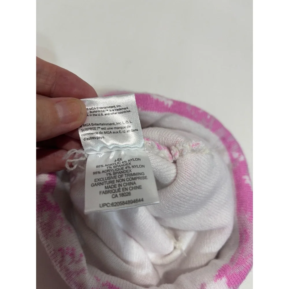 LOL Surprise Beanie Kids 4-6X Pink Tie Dye Pom Pom Character Knit Hat